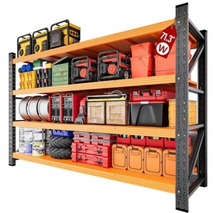 Estanterías Metálicas Ajustables para Garaje, Sin Pernos, Resistentes, Capacidad de Carga de 200 kg/Nivel, Color Naranja, Expandibles, con Recubrimiento en Polvo - Product Image 1