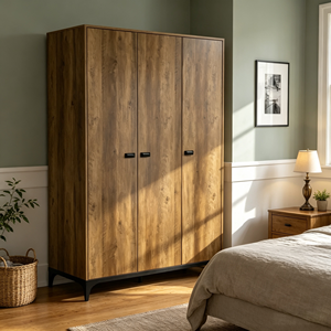<span class=keywords><strong>DECOHOME</strong></span> Armoire moderne à 3 portes battantes, 3 tringles de suspension, deux options de couleur, avec système anti-chute pour rangement de chambre - Product Image 1
