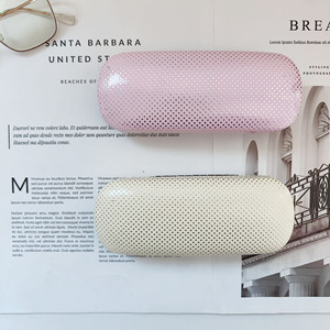 Solid Color Minimalist Polka Dot <b>Glasses</b> <b>Case</b> Rectangle Flip Metal Eyeglasses Storage Box Portable Women Student Use - Product Image 2