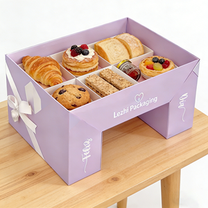 Caja de Papel Ecológica Rosa para Alimentos, Sushi, Crepas, <span class=keywords><strong>Hamburguesas</strong></span>, Chocolate, Repostería y Galletas, con Inserto, Venta al Por Mayor - Product Image 5