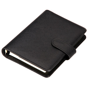 Deli Leather Notebook 7 Inch Loose Leaf Business Office Portable Notebook Black Cover 48KPU - Product Image 1