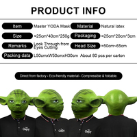 Masque en latex amusant Maître Yoda, accessoire de tête pour film et télévision, costume d'Halloween, jeu de rôle, fête, mascarade, personnalisable