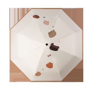 Ombrello Pieghevole Automatico Anti-UV per Adulti, Design Orsetto, Protezione da Sole e Pioggia, Tre Sezioni, Carino - Product Image 5