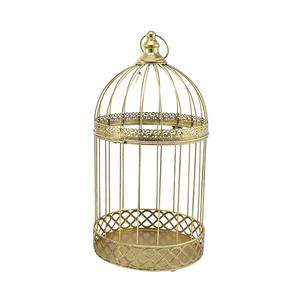 Jaula Metálica Decorada en Color Dorado 25x50cm - Product Image 1