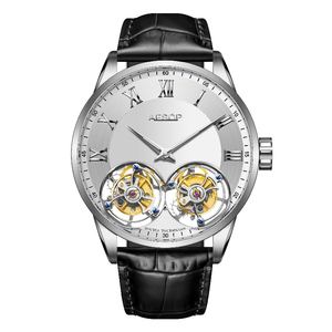 Montre de luxe pour homme en acier inoxydable OEM, véritable montre mécanique squelette à double tourbillon volant - Product Image 1