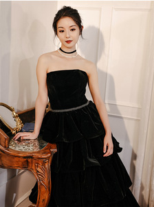 S2072N 2026 ชุดราตรีสีดำแบบไม่มี<span class=keywords><strong>สาย</strong></span>รัดไหล่ สไตล์หรูหรา โดดเด่น สำหรับพิธีบรรลุนิติภาวะ <span class=keywords><strong>ง</strong></span>านเลี้ยงประจำปี สอบศิลปะ  ทร<span class=keywords><strong>ง</strong></span>พอ<span class=keywords><strong>ง</strong></span>ฟู  ขายดีรุ่นใหม่ - Product Image 4