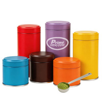Vente en gros de boîtes rondes en métal de qualité alimentaire pour poudre de matcha, café, thé, contenants hermétiques avec couvercles, boîte à thé