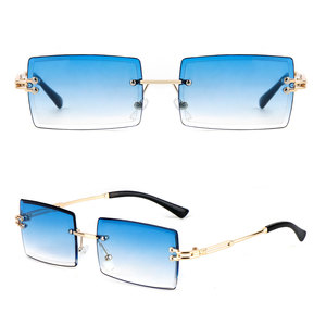 Gafas de Sol Rectangulares con Corte de Diamante Q102, Gafas de Sol de Lujo para Hombre y Mujer, Montura Metálica Cuadrada, Sin Montura, Estilo Vintage - Product Image 4