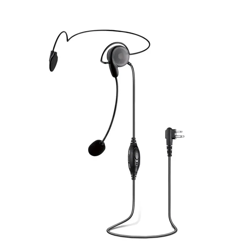 Ultra Ringan Di Belakang Kepala Satu Telinga Headset dengan Bo Om Mic & PTT/Vox untuk Walkie Talkie