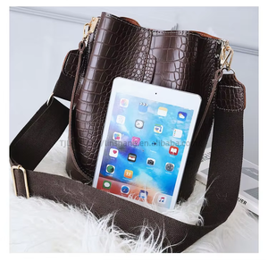 Women's Fashion PU Bucket Bag With Long Strap Chain Pattern Large Capacity Shoulder <b>Purse</b> New Tanjing - Product Image 6