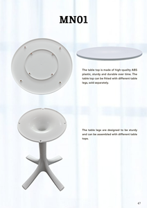 Portable Round Plastic Lift <b>Table</b> with Pedestal Base, <b>Foldable</b> Height-Adjustable Laptop Desk - Product Image 5