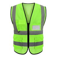 Rose Red Hi Vis Reflective Safety Vest, Multi Pocket Knitted Fabric Road Construction Waistcoat
