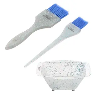 3PCS Professional Salon Hair Coloring Dyeing Kit Hair Dye Brush & Bowl Set 2 Dye Brushes Mixing Bowl Tint Hair Tool