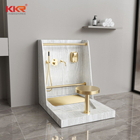 Station d'ablution Wudu en surface solide pour mosquée, lavabo multi-utilisateurs pour le lavage des pieds, facile à nettoyer, design moderne