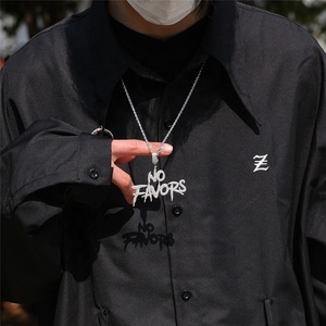 Cadena de cuerda de acero para hombre, Zirconia cúbica, sin favores, <span class=keywords><strong>letra</strong></span> <span class=keywords><strong>cursiva</strong></span> personalizada, collar con letras, joyería de latón chapada en oro - Product Image 3
