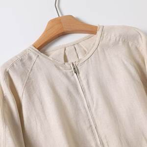 SHENZHU للنساء الربيع أزياء أنيقة جديدة سترة الكتان التجريبية هي خمر طويلة الأكمام ملابس خارجية نسائية أنيقة - Product Image 3