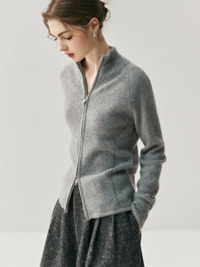 HE | <span class=keywords><strong>Lulu</strong></span> même Style pleine couture artisanat femmes cachemire tricoté <span class=keywords><strong>Cardigan</strong></span> col roulé hiver coréen Anti-Pilling pull manteau - Product Image 6