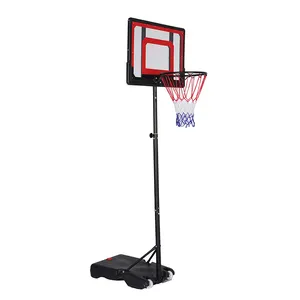 Soporte de baloncesto para interior para niños, soporte de aro de baloncesto ajustable en altura portátil con borde de tablero trasero