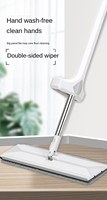 Serpillère plate en microfibre avec essoreuse intégrée et manche télescopique pour le nettoyage des sols à la maison et au bureau