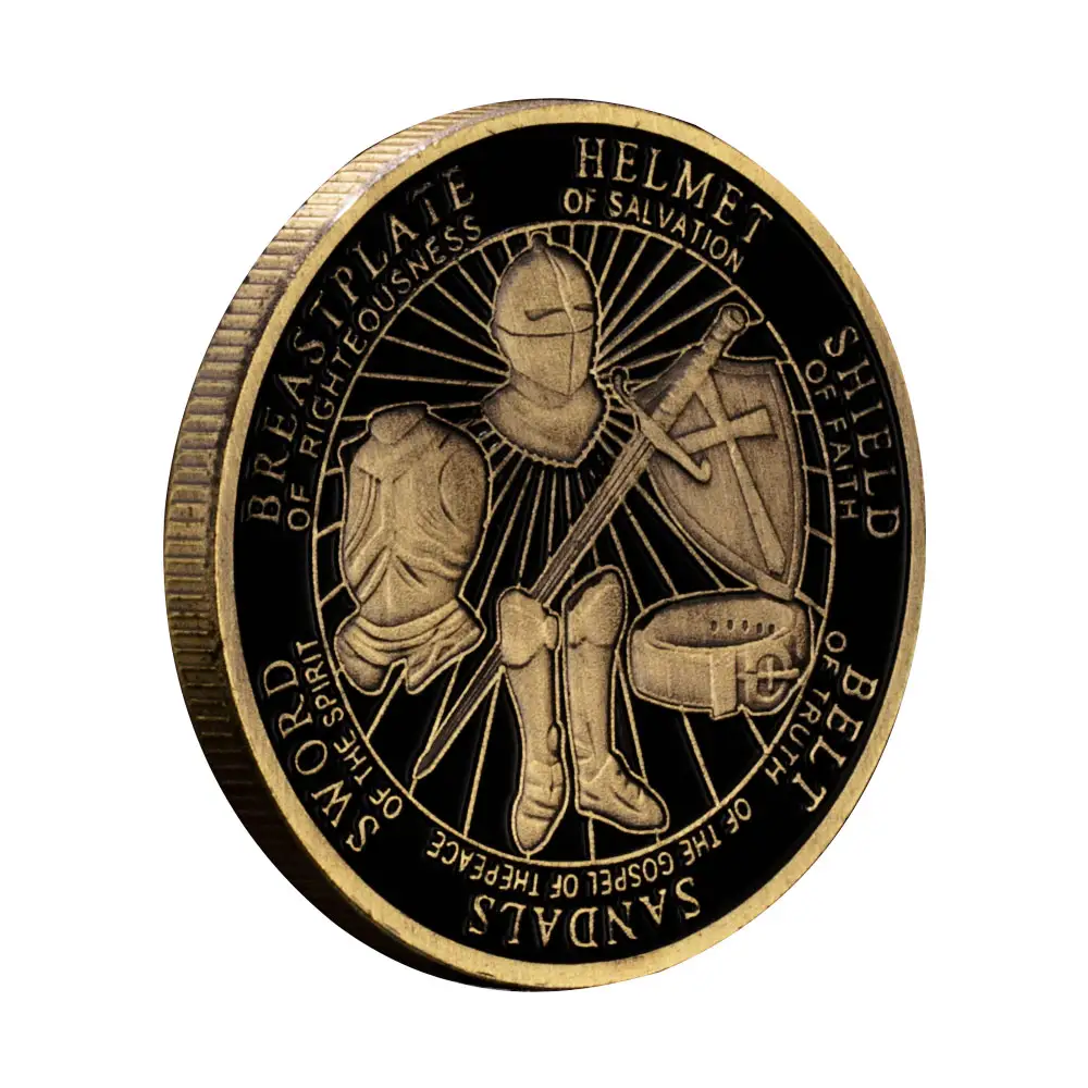 Put on The Whole Armor of God Souvenir Coin Ephesians Collectible Gift Knight Templar Pattern Copper Plated Commemorative Coin