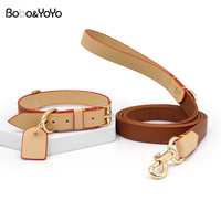 Ensemble laisse et collier pour chat et chien en cuir de haute qualité, avec boucle en alliage de zinc, design luxueux, personnalisable avec logo et nom.