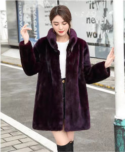 Nouveau design de luxe Veste en <span class=keywords><strong>fourrure</strong></span> chaude pour l'hiver <span class=keywords><strong>Manteau</strong></span> en <span class=keywords><strong>fourrure</strong></span> de <span class=keywords><strong>vison</strong></span> véritable pour femmes de longueur moyenne - Product Image 4