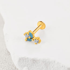 En vrac 316 acier inoxydable Labret Stud été plage série minuscule étoile de mer corail laiton haut boucle d'oreille <span class=keywords><strong>Helix</strong></span> <span class=keywords><strong>Piercing</strong></span> bijoux - Product Image 2