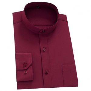 <span class=keywords><strong>Camisa</strong></span> Casual <span class=keywords><strong>de</strong></span> Hombre al por Mayor, Nueva Moda para Negocios Formal, 40% Algodón, <span class=keywords><strong>Manga</strong></span> <span class=keywords><strong>Larga</strong></span>, Cuello Mao, con Botones, Sencilla <span class=keywords><strong>de</strong></span> Color Sólido - Product Image 2