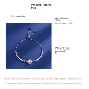 925 Sterling Silver Brilliant Cut Zircon Claw Setting <b>Adjustable</b> Charm <b>Bracelets</b> 0.1kg Trendy Women's Anniversary Factory - Product Image 6