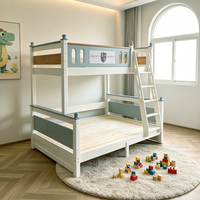 Lit superposé moderne blanc et bleu en bois pour garçons, lit double pour enfants, lit mezzanine pour adolescents - En stock