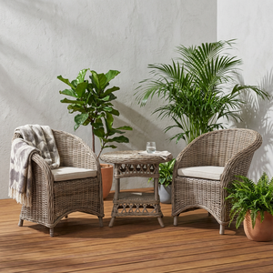 Natural Rattan Kubu Gray 2 <b>Chairs</b> and 1 Table for Balcony or Terrace or Veranda Furniture Set - Product Image 2