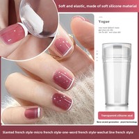 Kit de tamponnage pour manucure française en silicone transparent, tampon pour nail art effet gelée avec raclette pour ongles à la française DIY