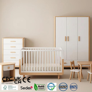 New Model Convertible Crib Newborn Co Sleeping Safety Height Adjustable 3 in 1 Solid Wood Modern Design Baby <strong>Cot</strong> Toddler Bed Set - Product Image 1