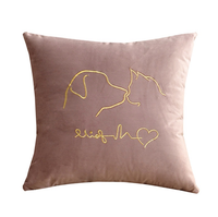 Housse de coussin carrée rose brodé en velours, nouvelle taie d'oreiller avec livraison gratuite, 18 "x 18"