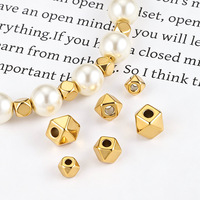 Perles entretoises géométriques à facettes en acier inoxydable plaqué or 18 carats pour la fabrication de bijoux DIY - Vente en gros