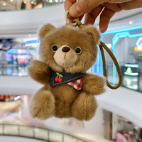 Porte-clés en peluche mini ours mignon de 14 cm, pendentif personnalisé en forme d'ours en peluche de dessin animé, breloque de sac pour fille, ornement, cadeau de Saint-Valentin
