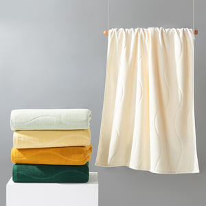 Serviette de bain en pur coton 70x140 cm, jacquard, couleur unie, séchage rapide, pour usage domestique, serviettes rectangulaires - Product Image 1