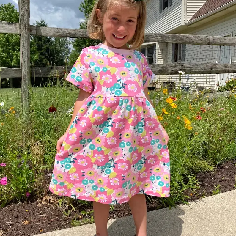 5-6 anos baby girl verão romper solto 100% algodão vestidos de flores amarelas vestido meninas bordado floral 2021 crianças meninas
