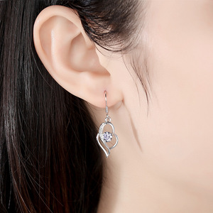 Orecchini a goccia a forma di cuore per donna, stile gancio, eleganti gioielli alla moda per le orecchie - Product Image 5