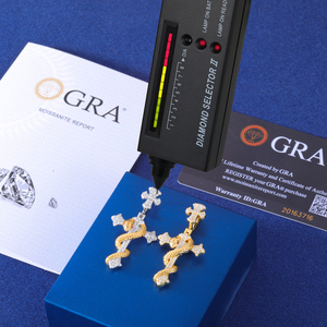 Mới Đến Hip Hop Chéo Đồ Trang Sức 925 Sterling Silver Micro Paved VVS Moissanite Kim Cương Hai Tone Rắn Nhân Viên Mặt Dây Chuyền - Product Image 4