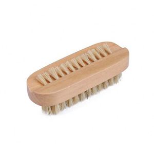 Custom LOGO Double Side Boar Brisltes Wooden Handle Nail <b>Scrub</b> Cleaning Dust <b>Brush</b> - Product Image 1