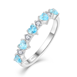 Anillo de corazón de piedras preciosas azules de Plata de Ley 925 al por mayor, banda de Zirconia cúbica chapada en rodio para fiesta de boda para <span class=keywords><strong>el</strong></span> Día de San Valentín - Product Image 1
