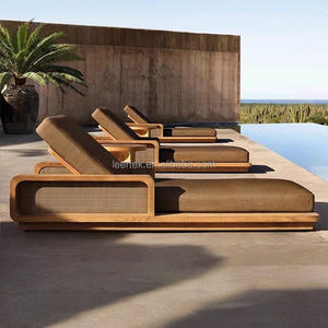 كرسي استلقاء عالي الجودة لحمام السباحة مصنوع من خشب الساج، كراسي استرخاء خارجية لحمام السباحة، سرير نهاري - Product Image 1
