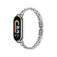 Bracelet en acier inoxydable de luxe, chaîne de mode, sangle pour Xiaomi Mi Band 8, bracelets de montre, accessoire élégant pour le poignet