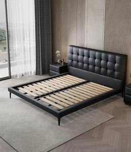 Lit double de luxe italien King-Size 1.8m réglable 1.5m lit en cuir 2m lit rembourré cadre en bois pour la maison hôtel chambre à coucher - Product Image 4