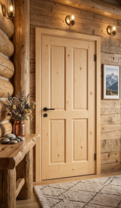 Puerta de Madera de Pino de Alta Durabilidad, Panel Sólido, Grano Natural, Elegante, Interior y Exterior, Tamaños Personalizados, Fabricante - Product Image 4
