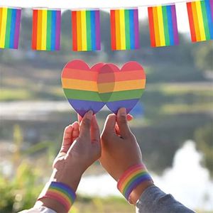 100% Polyester Material Custom Design Rainbow Lgbt Gay Pride String <b>Flag</b> Bunting <b>Flags</b> - Product Image 6