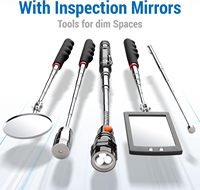 Kit de 5 outils de ramassage télescopiques magnétiques avec miroir d'inspection LED et lampe torche, extracteur magnétique extensible pour réparation automobile