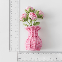 Kreative hand gewebte Rosen garn Vase Multi-Head Häkel blume für Home Desktop Dekoration Festliche Weihnachten Chinesisches Neujahrs geschenk