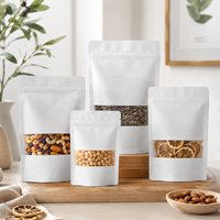 In Stock Stand up White Kraft Paper Resealable Plastic Ziplock Pouch Plain Food Packaging Pouches Bags With Clear Window